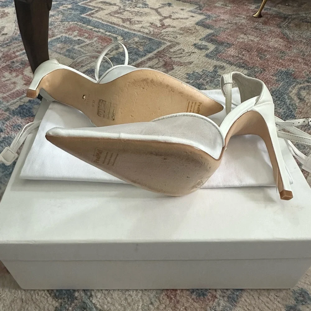 $168 Revolve RAYE White Ankle Strap Mesh Heels - Picture 6 of 8